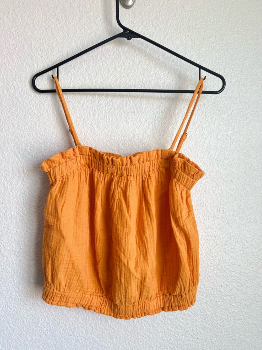 Anthro Women's Orange Spaghetti Strap Smocked Top